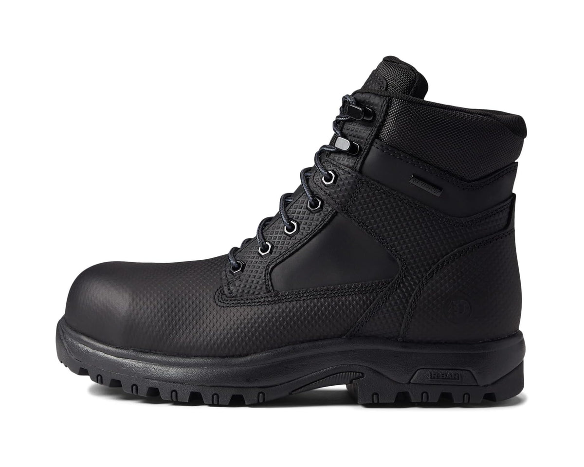 Men's Dunham 8000 Works Safety 6 Boot Black Textured Leather