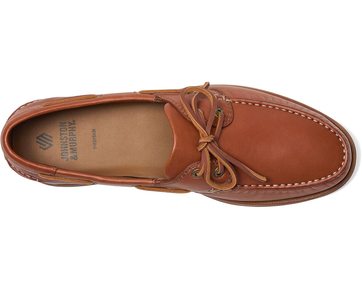 Men's Johnston & Murphy Monaco 2-Eye Boat Shoe Tan Sheepskin