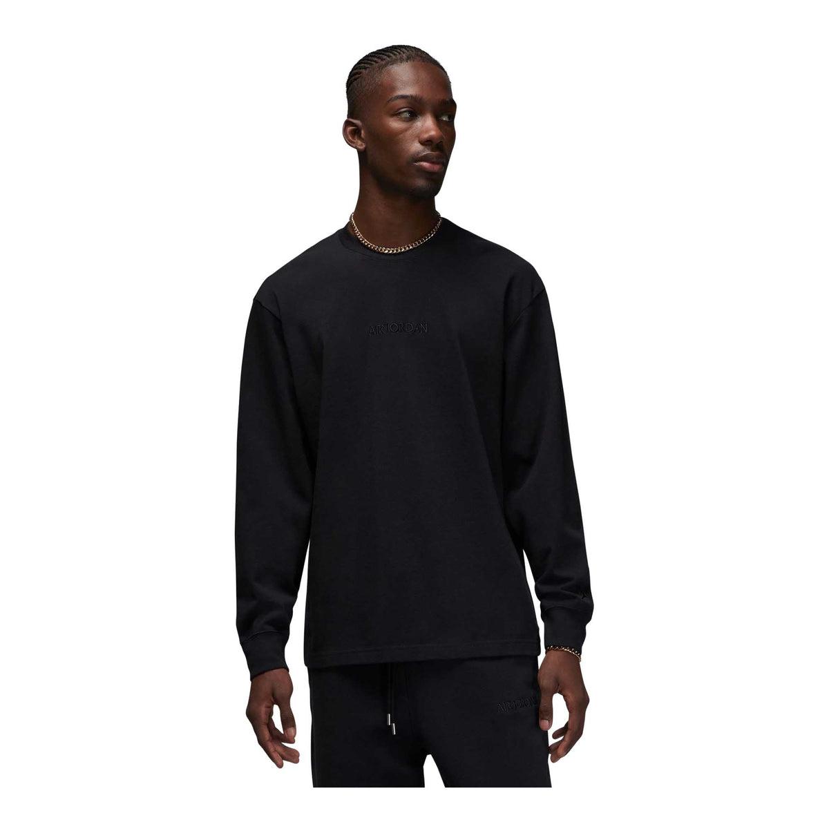 Jordan Wordmark Mens Long-Sleeve Cotton T-Shirt (Black)