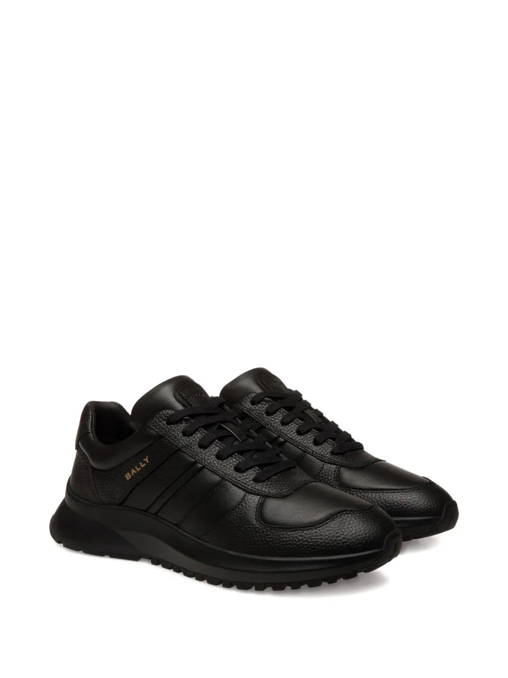Bally Outline Grained Leather Ribbon Sneakers