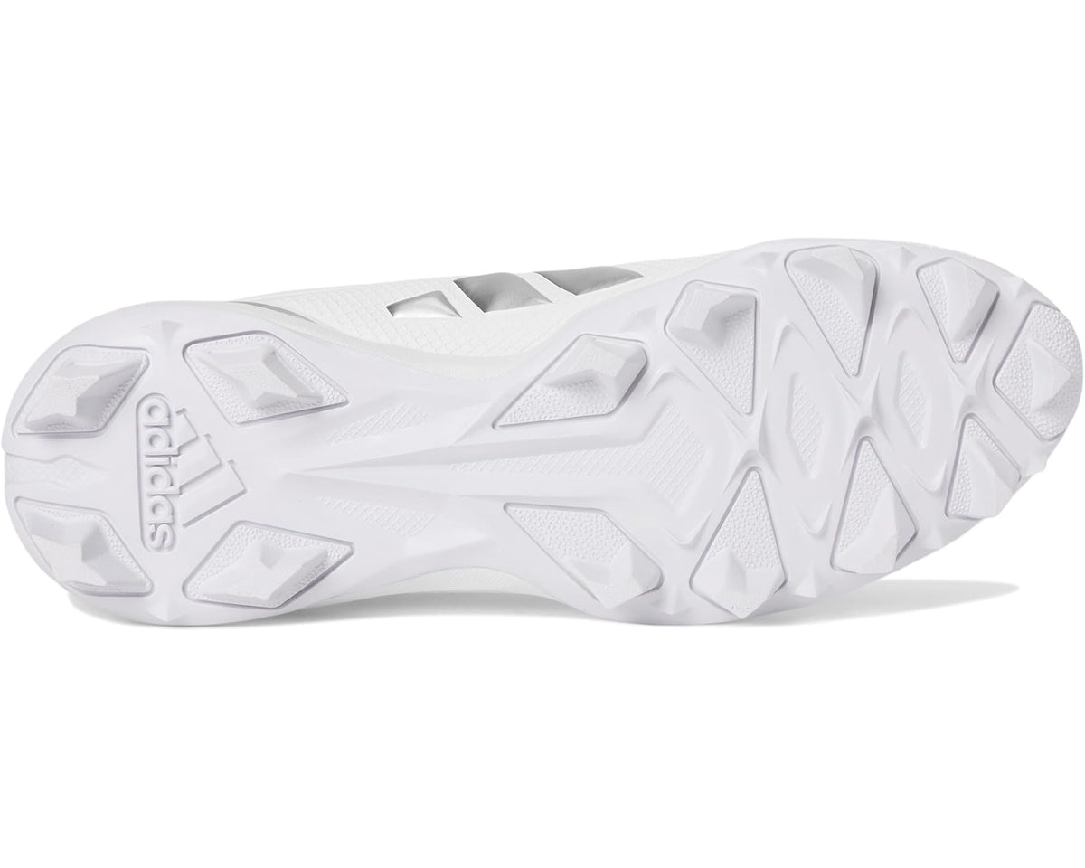 Men's adidas Adizero Impact.2 Molded Rubber Football Cleats White/Silver Metallic/White