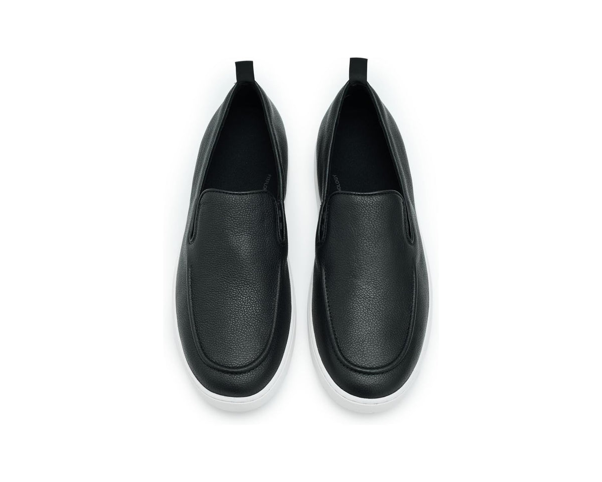 Men's FitFlop Craft-Q Tumbled-leather Moc Loafers Black