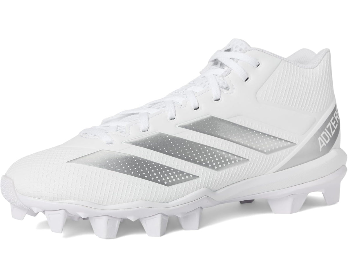 Men's adidas Adizero Impact.2 Molded Rubber Football Cleats White/Silver Metallic/White