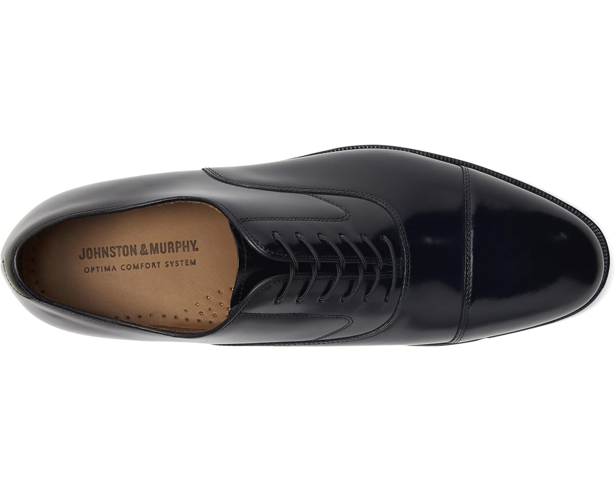 Men's Johnston & Murphy Melton Classic Dress Cap Toe Oxford Black Brushed Veal