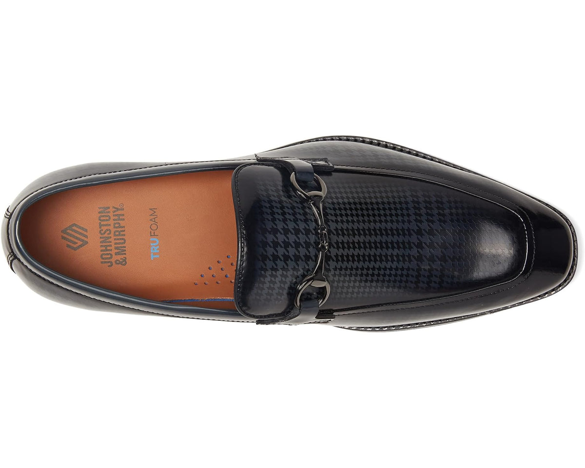 Men's Johnston & Murphy Sullivan Bit Black Brush-off Houndstooth Calfskin
