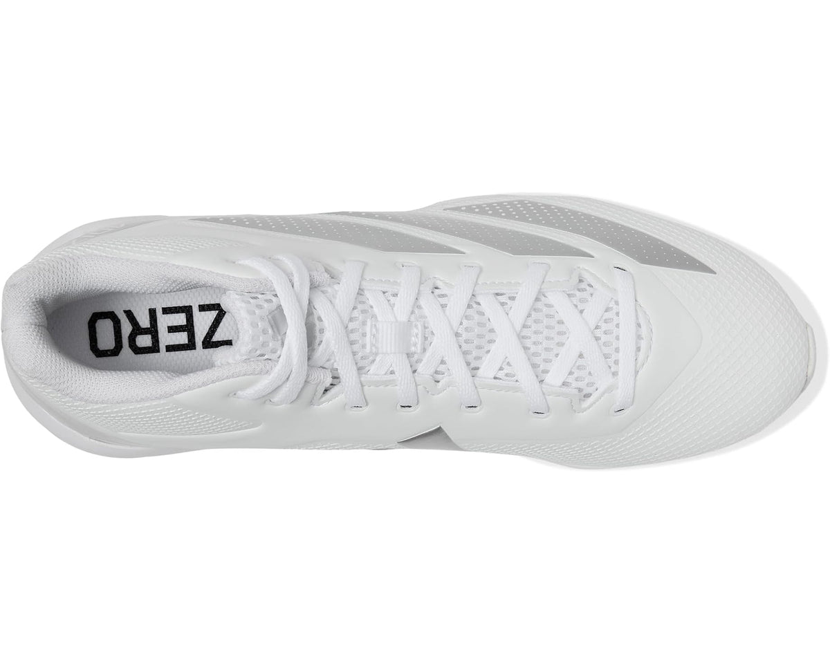 Men's adidas Adizero Impact.2 Molded Rubber Football Cleats White/Silver Metallic/White