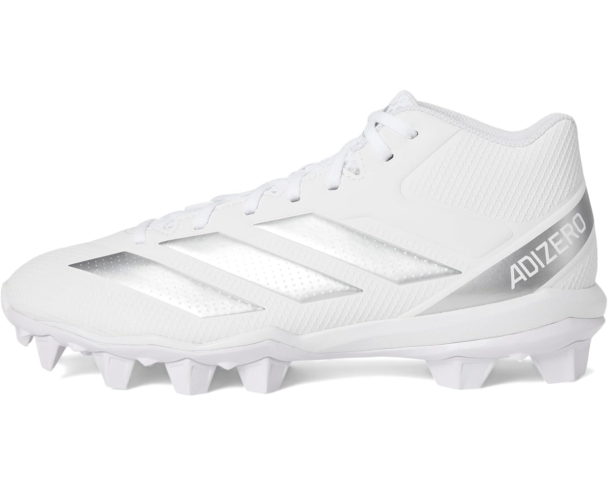 Men's adidas Adizero Impact.2 Molded Rubber Football Cleats White/Silver Metallic/White