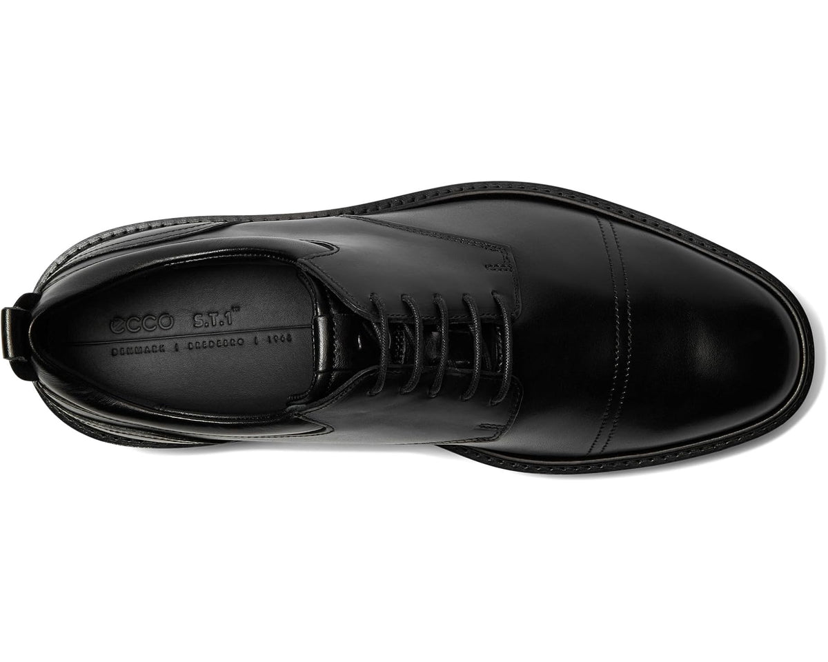 Men's ECCO ST.1 Hybrid Cap Toe Oxford Black/Black Outsole