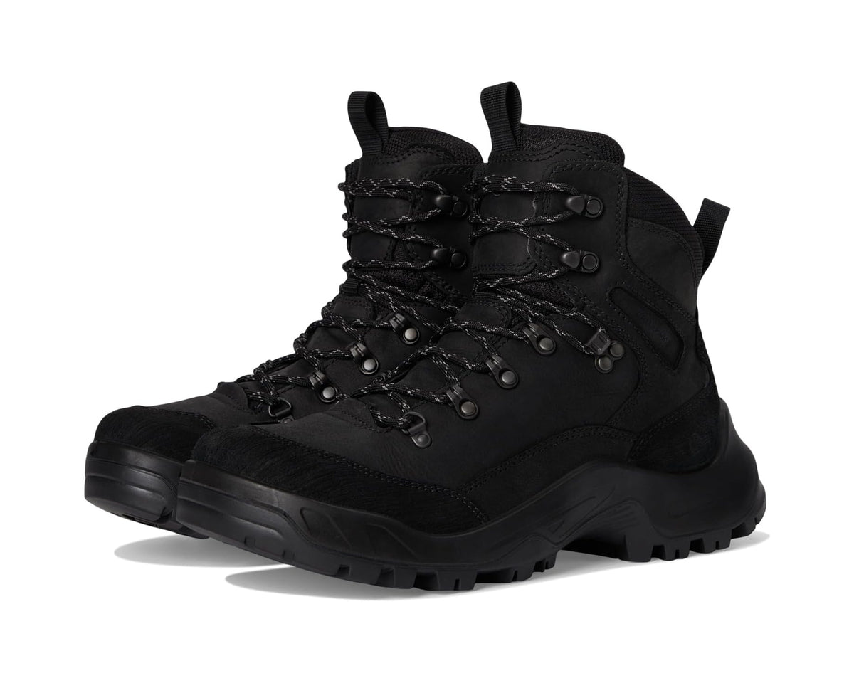 Men's ECCO Sport Offroad Waterproof High Lace-Up Hiking Boots Black Nubuck/Black Oil Nubuck
