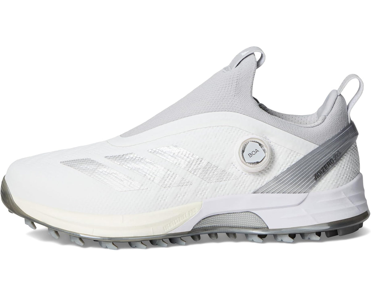 Men's adidas Golf Adizero ZG BOA Spikeless Golf Shoes Footwear White/Silver Metallic/Light Solid Grey