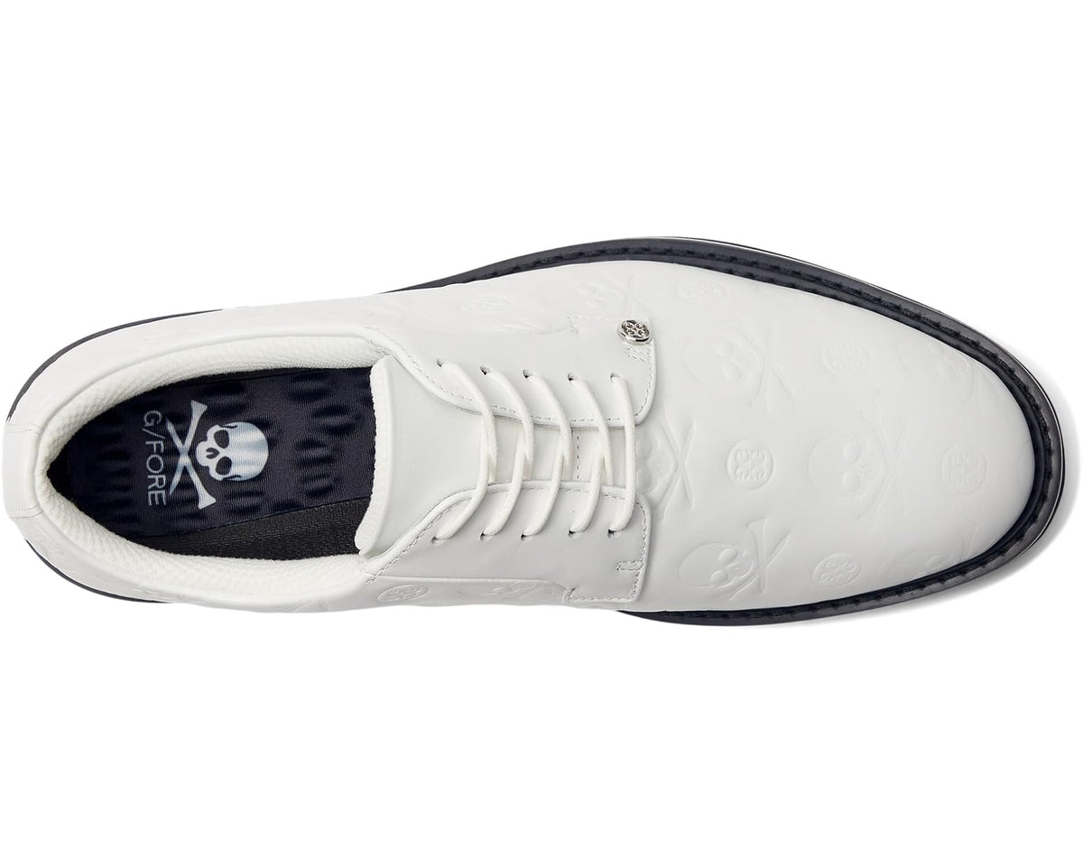 Men's GFORE Gallivanter Debossed Skull & Ts Leather Golf Shoes Snow/Onyx