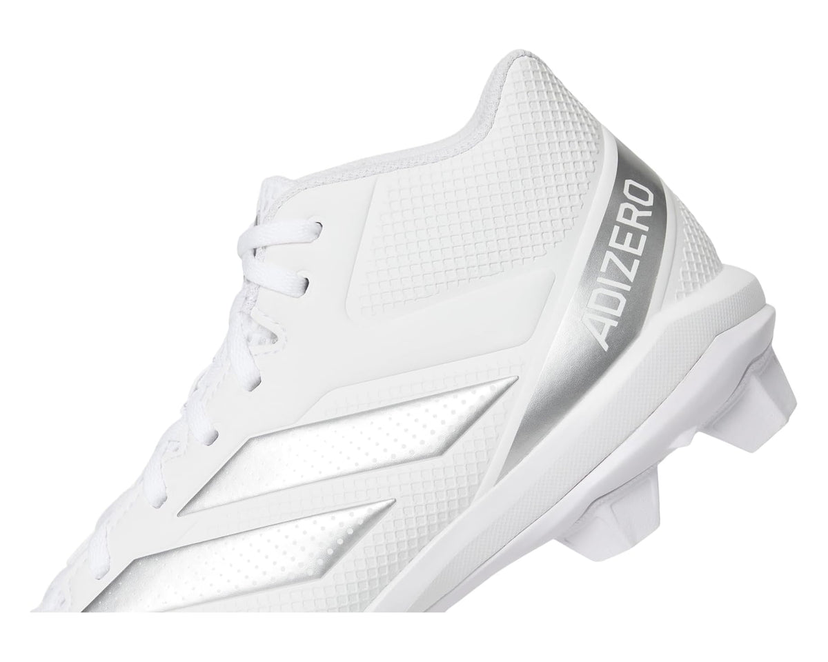 Men's adidas Adizero Impact.2 Molded Rubber Football Cleats White/Silver Metallic/White
