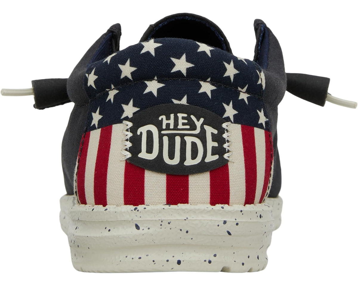 Men's Hey Dude Wally Americana Slip-On Casual Shoes Navy White