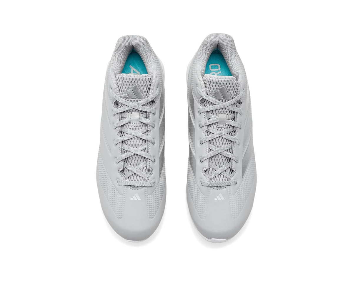 Men's adidas adiZero Impact 2.0 Molded Baseball Cleats Team Light Grey/Silver Metallic/White