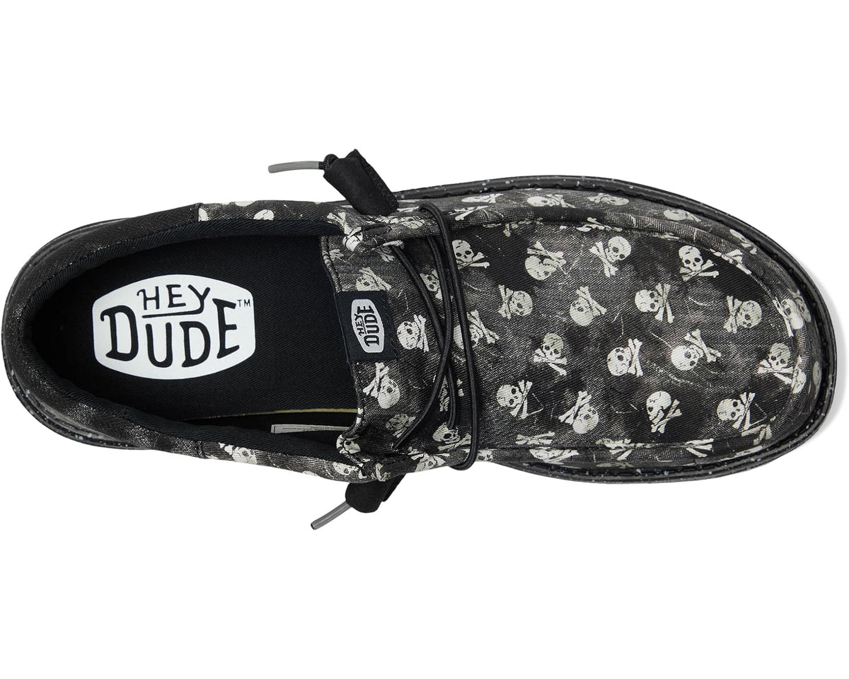 Men's Hey Dude Wally Funk Skull Print Black/Black Oyster