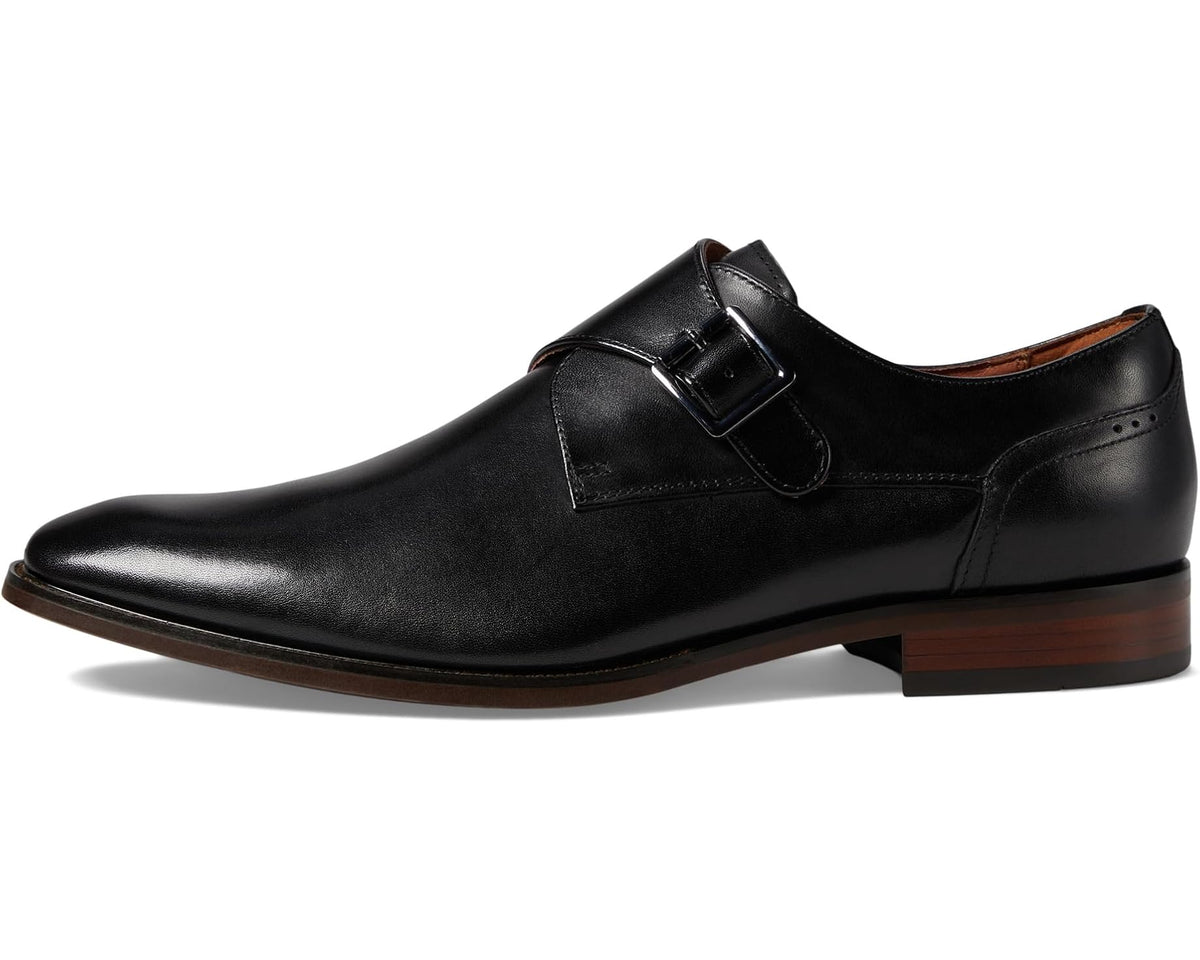 Men's Florsheim Sorrento Plain Toe Single Monk Strap Black Smooth