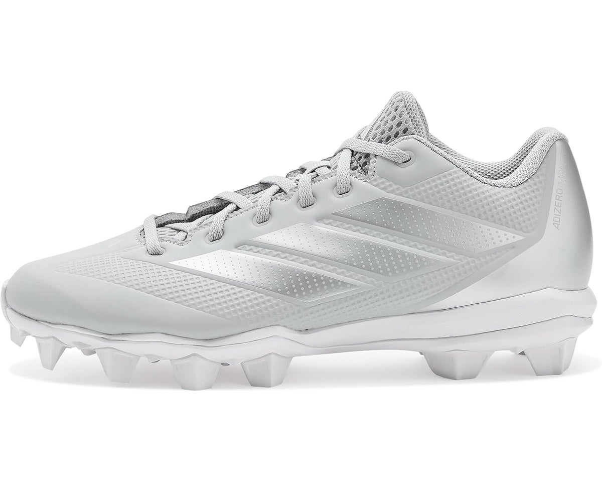 Men's adidas adiZero Impact 2.0 Molded Baseball Cleats Team Light Grey/Silver Metallic/White