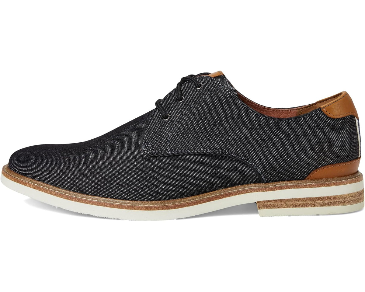 Men's Florsheim Highland Canvas Plain Toe Oxford Blalck Canvas/White Sole