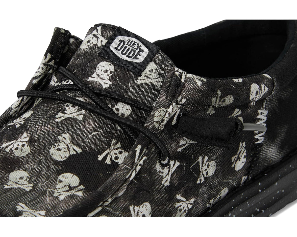 Men's Hey Dude Wally Funk Skull Print Black/Black Oyster