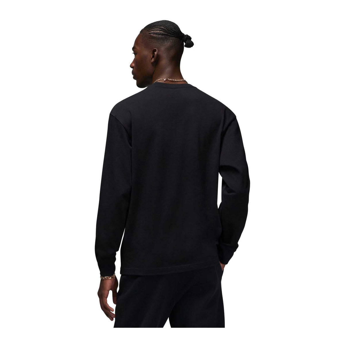 Jordan Wordmark Mens Long-Sleeve Cotton T-Shirt (Black)