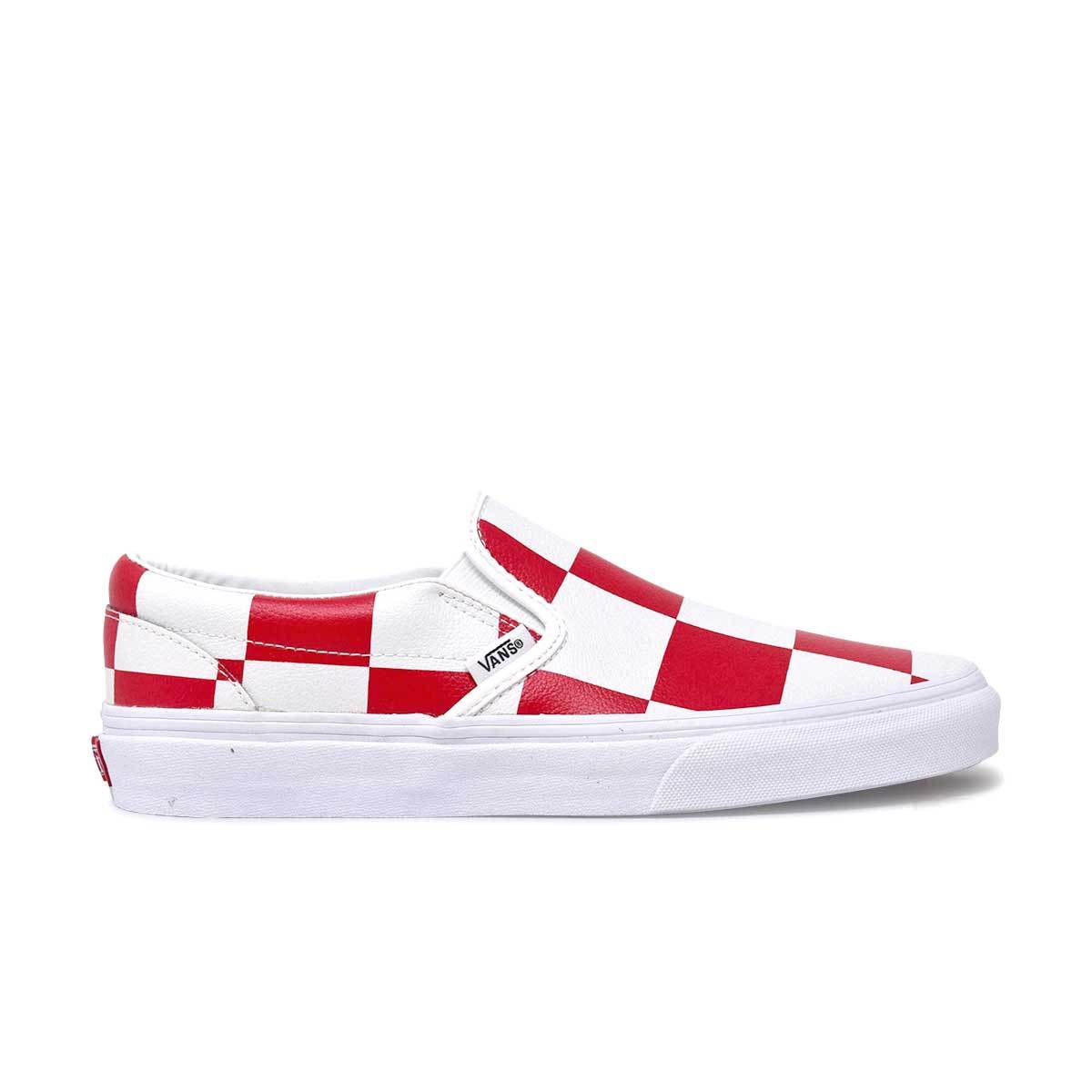 Leather Check Classic Slip-On White/Red